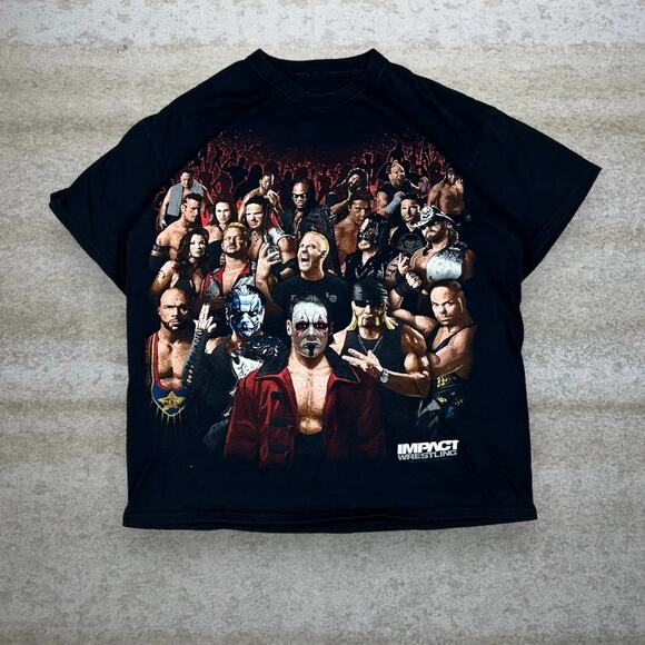 impact wrestling Other - Vintage Y2K Impact Wrestling Shirt Mens L Black Hulk Hogan Cotton Short Sleeve